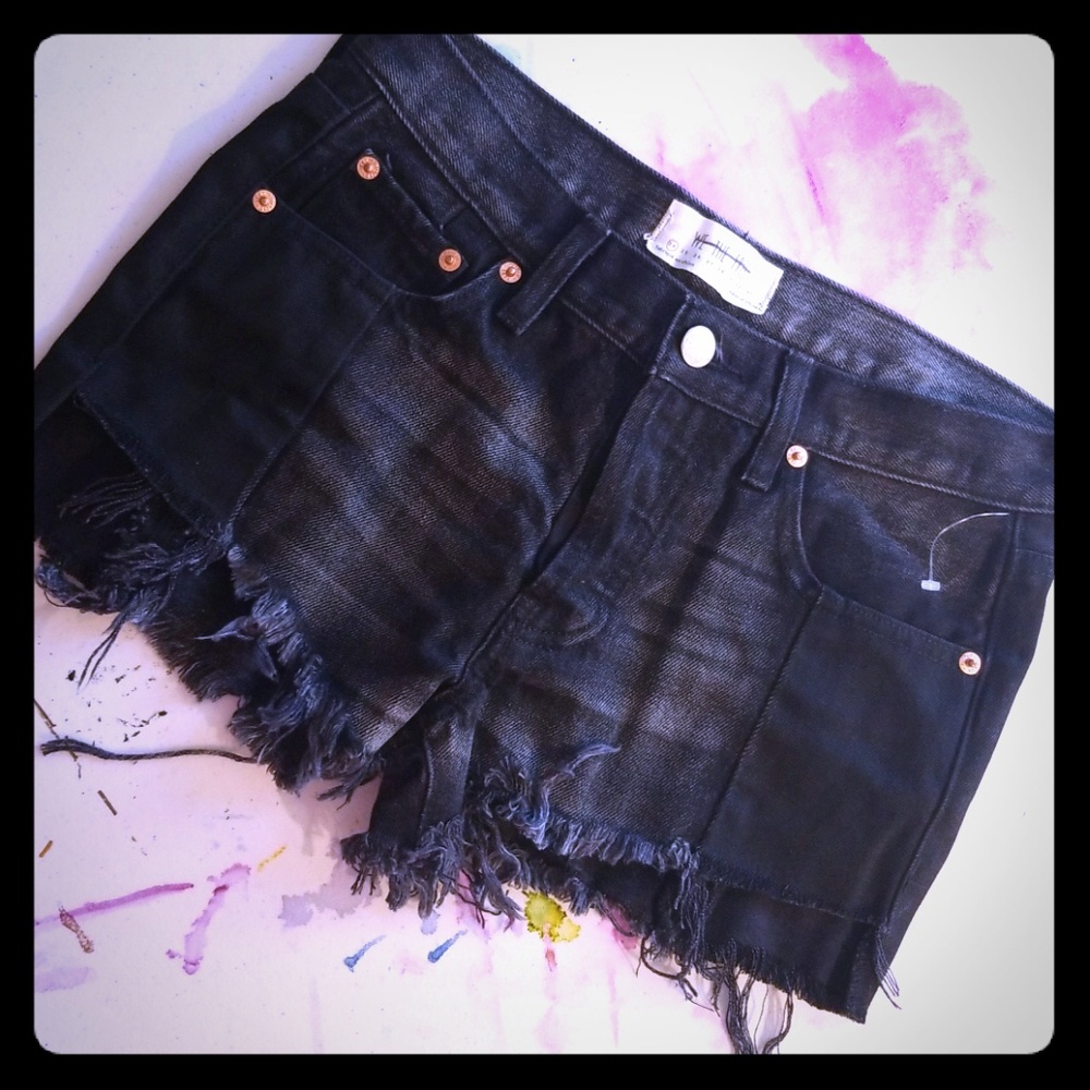 Dark stained jean shorts